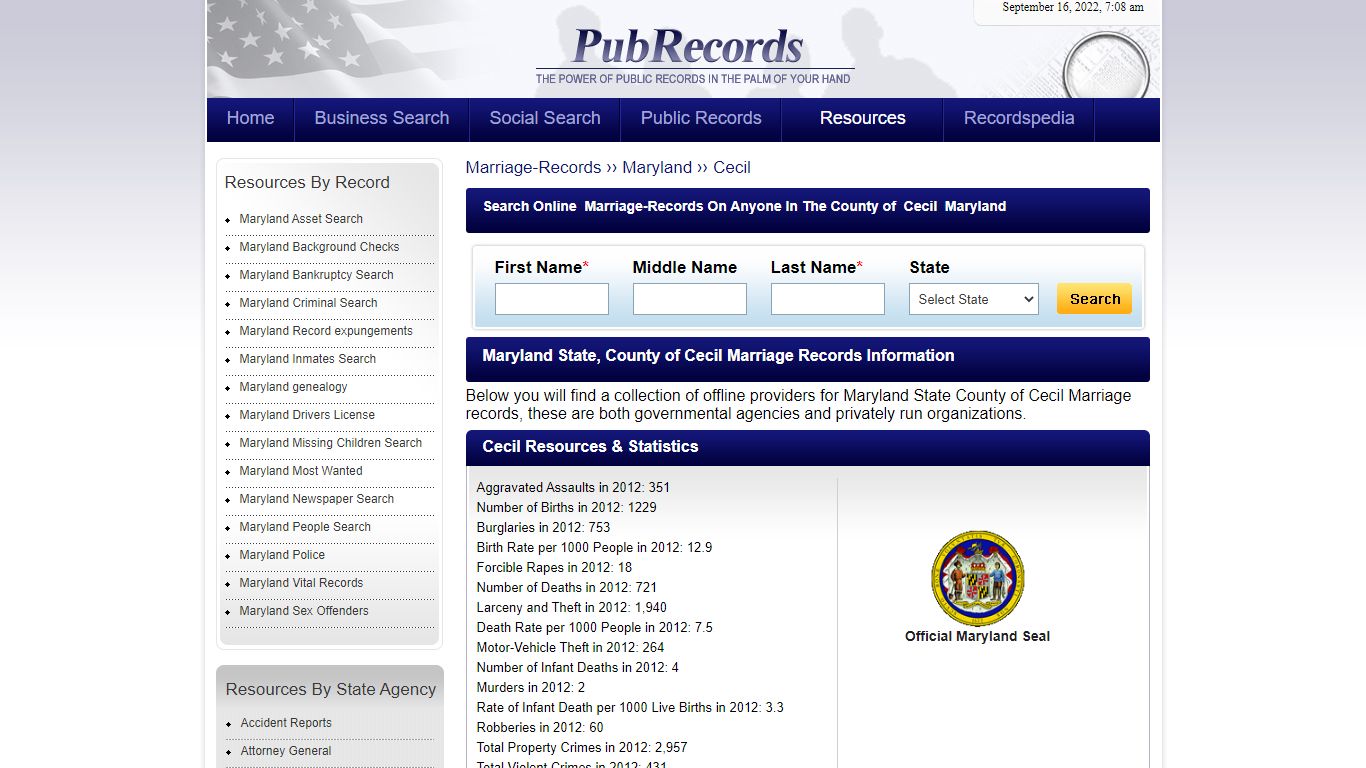 Cecil County, Maryland Marriage Records - Pubrecords.com